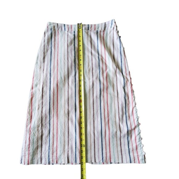 Madewell Cotton Blend Stripped Button Down the Side Skirt Size 4 - Picture 11 of 16
